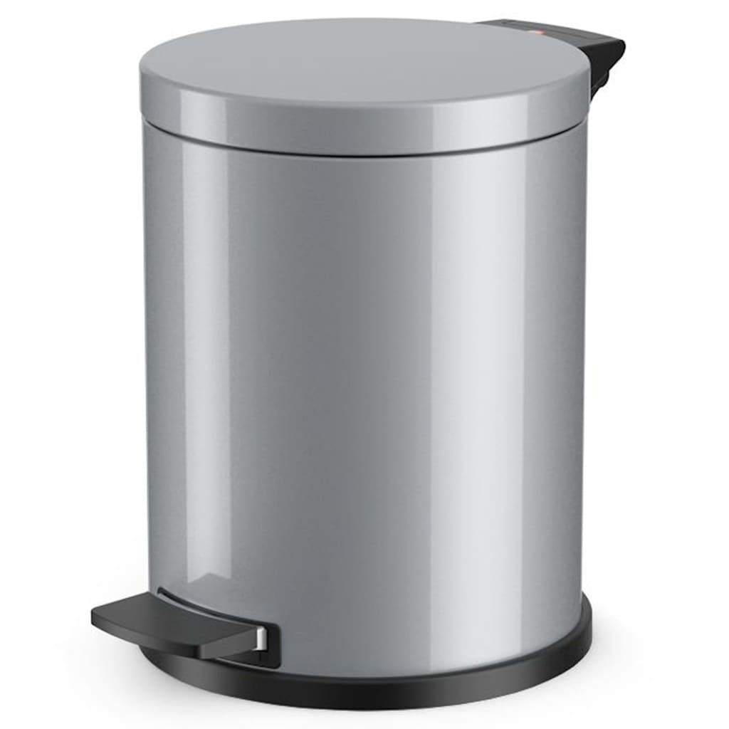 Hailo Pedal Bin Solid M 12L Silver with Galvanized Inner Bin