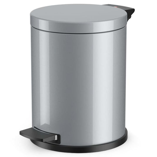 Hailo Pedal Bin Solid M 12L Silver with Galvanized Inner Bin