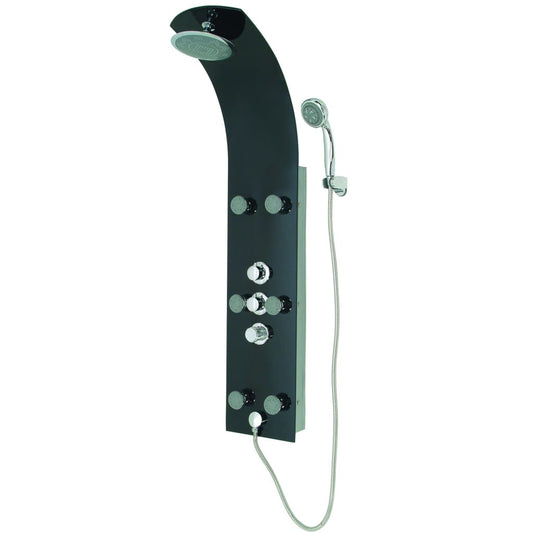 SCH�_�”��TTE Glass Shower Panel with Thermostatic Mixer LANZAROTE Black