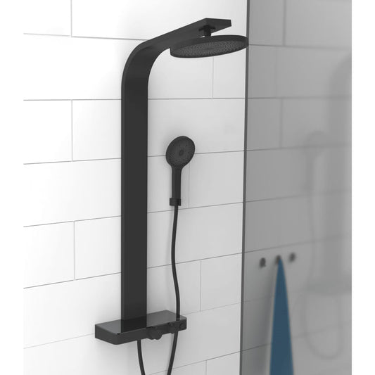 SCH�_�”��TTE Overhead Shower Set with Thermostatic Tray SAMOA RAIN Matte Black