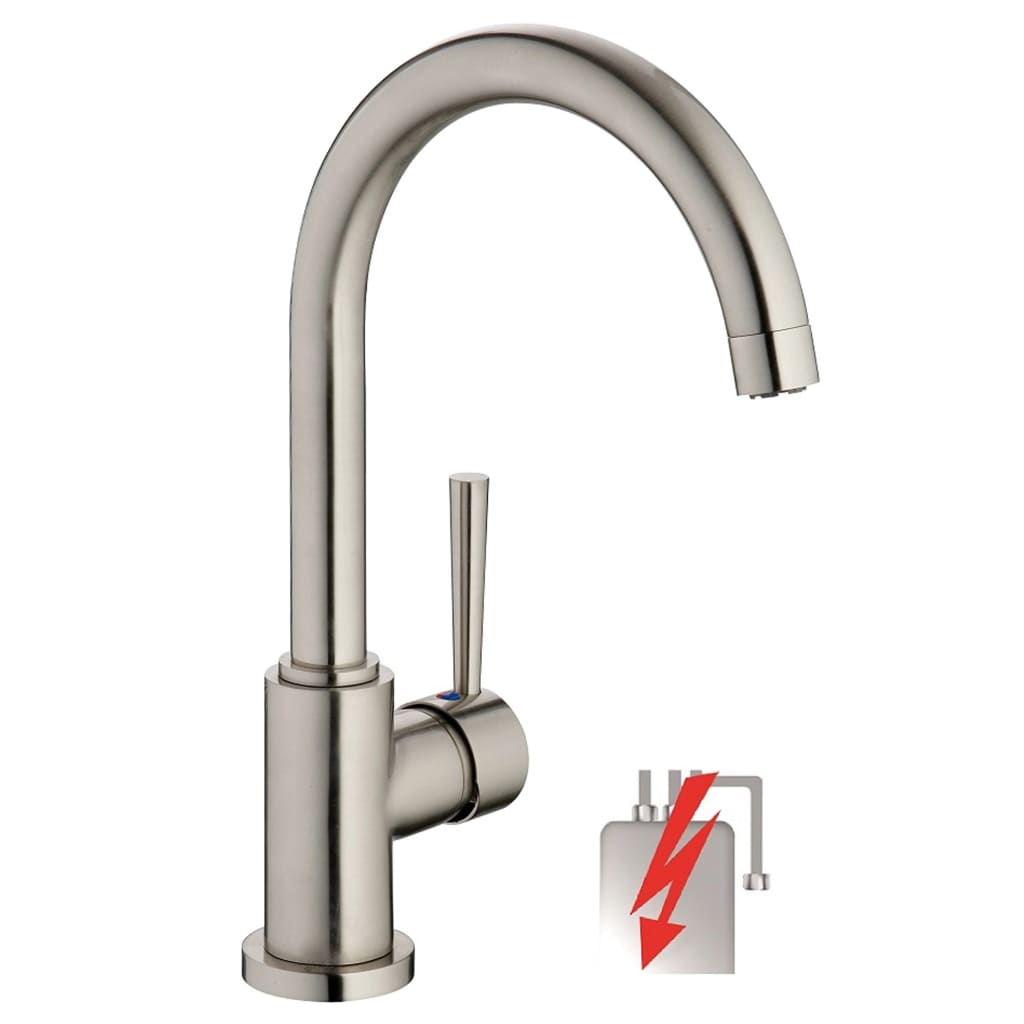 SCH�_�”��TTE Sink Mixer with Round Spout CORNWALL Low Pressure Stainless Steel Look