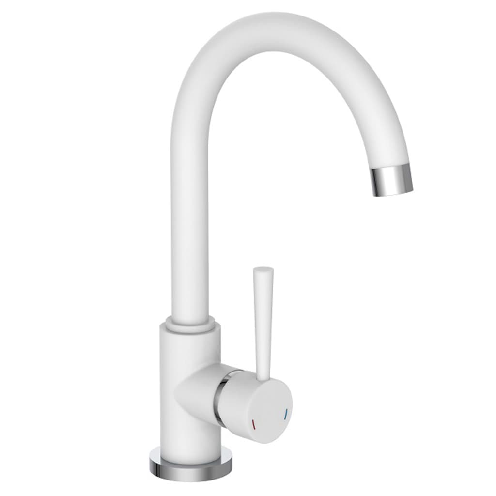 SCHÌÏTTE Sink Mixer with Round Spout CORNWALL White