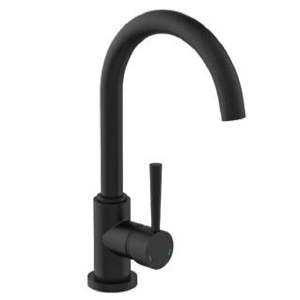 SCH�_�”��TTE Sink Mixer with High Round Spout CORNWALL Low Pressure Black Matt