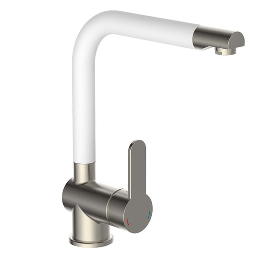 SCH�_�”��TTE Sink Mixer with High Spout RIO Stainless Steel White Matt