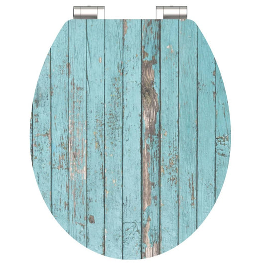 SCH�_�”��TTE High Gloss Toilet Seat with Soft-Close BLUE WOOD MDF