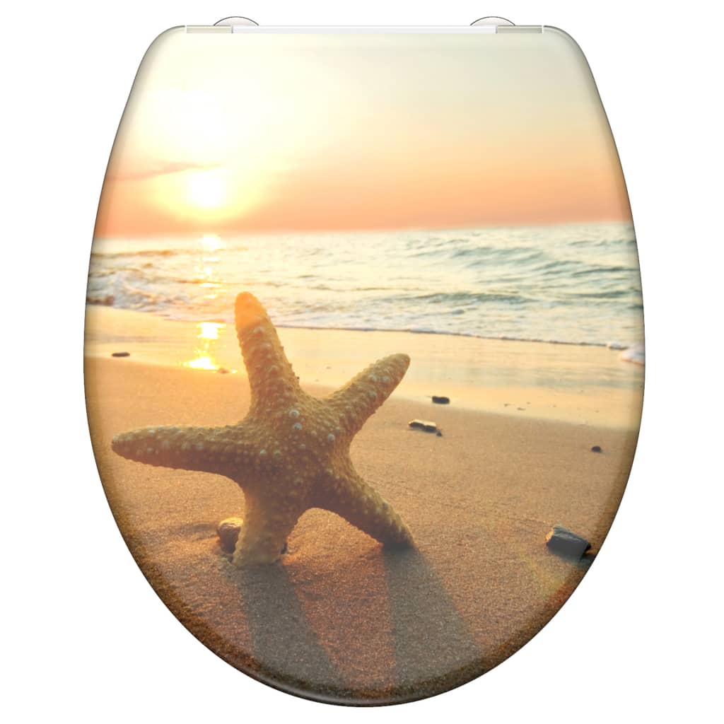 SCH�_�”��TTE Duroplast Toilet Seat with Soft-Close SEA STAR Printed