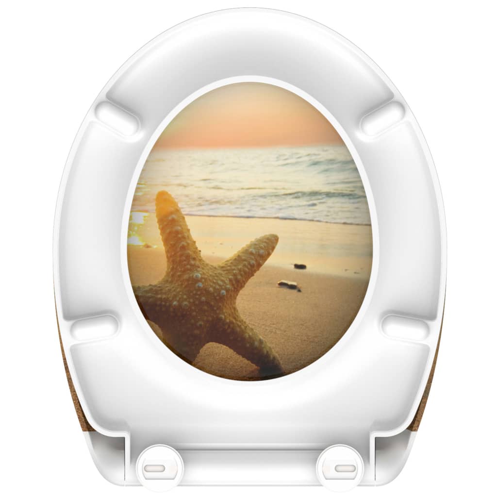 SCH�_�”��TTE Duroplast Toilet Seat with Soft-Close SEA STAR Printed