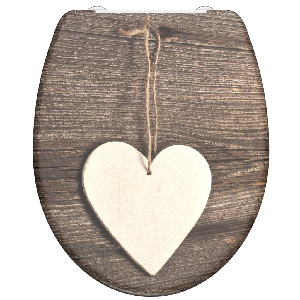 SCH�_�”��TTE Duroplast Toilet Seat with Soft-Close WOOD HEART Printed