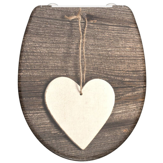 SCH�_�”��TTE Duroplast Toilet Seat with Soft-Close WOOD HEART Printed