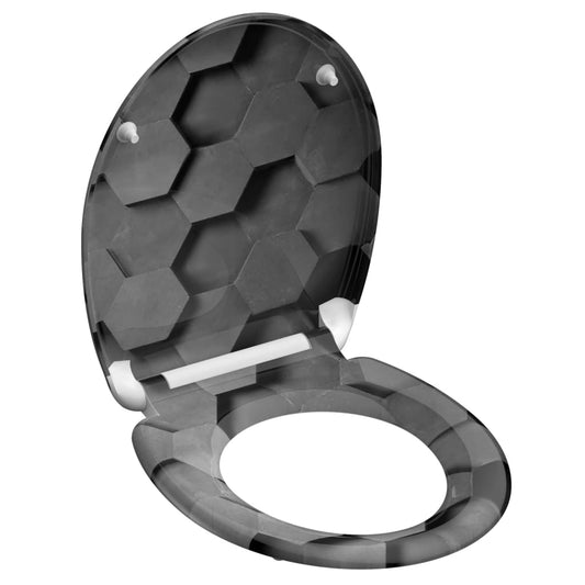 SCH�_�”��TTE Toilet Seat with Soft-Close Quick Release GREY HEXAGONS
