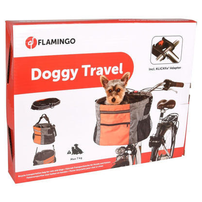FLAMINGO Pet Bicycle Basket Nylon Orange and Grey