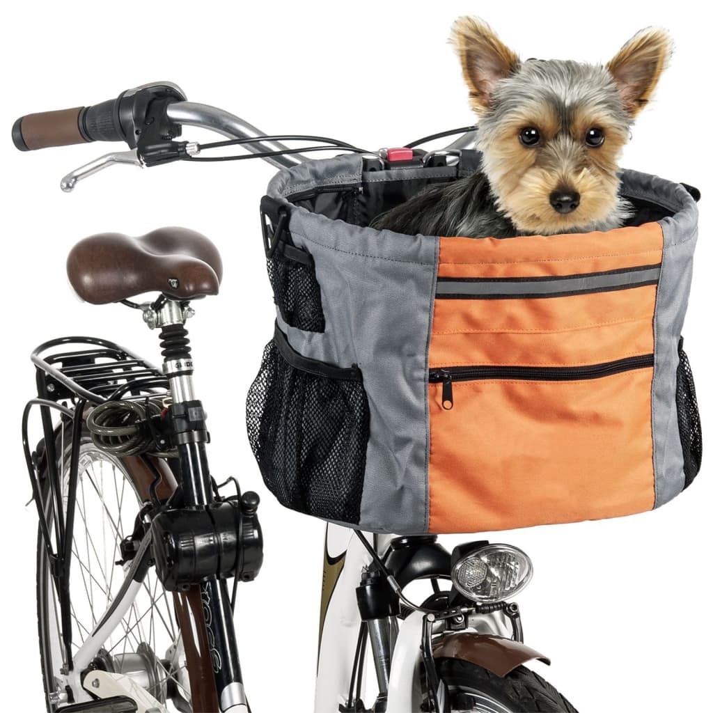 FLAMINGO Pet Bicycle Basket Nylon Orange and Grey