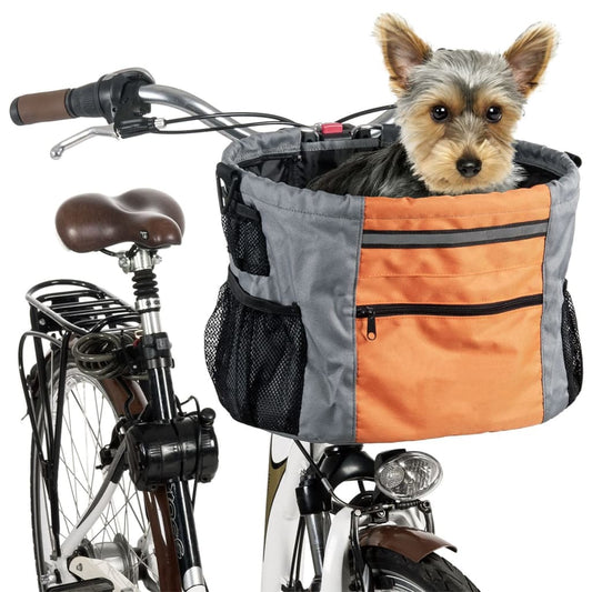 FLAMINGO Pet Bicycle Basket Nylon Orange and Grey
