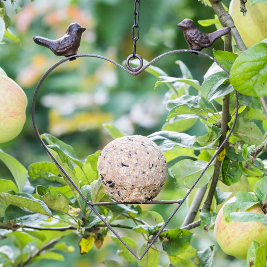 HI Bird Feeder Heart Shape 23.5 cm Brown
