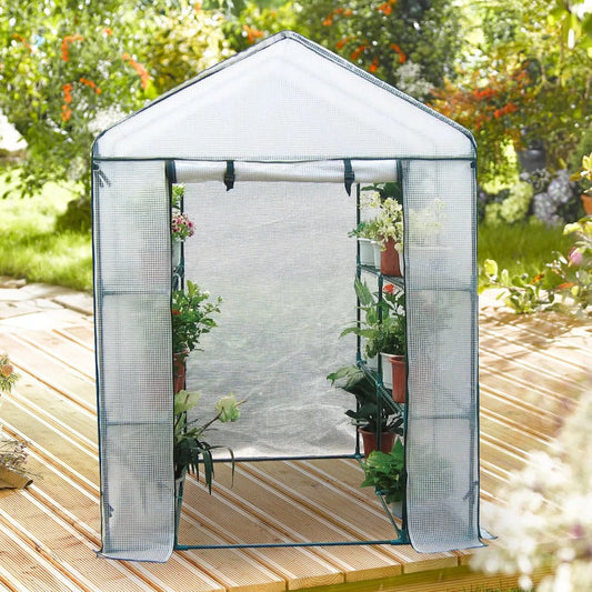 HI Greenhouse with 8 Shelves 140x140x200 cm Transparent