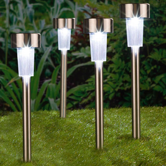 HI LED Solar Garden Light 4pcs Stainless Steel 36 cm