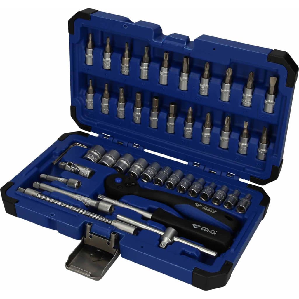 BRILLIANT TOOLS 45 Piece Socket Set 1/4" Steel