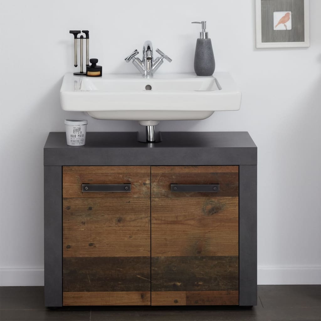 Trendteam Sink Vanity Unit Indy Old Wood and Matera Brown