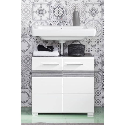 Trendteam Sink Vanity Unit Set-One White and Smokey Silver
