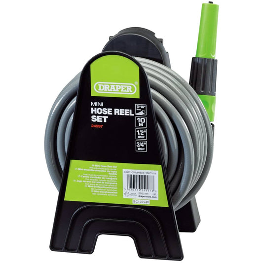 Draper Tools Mini Hose Reel Set 10m Green