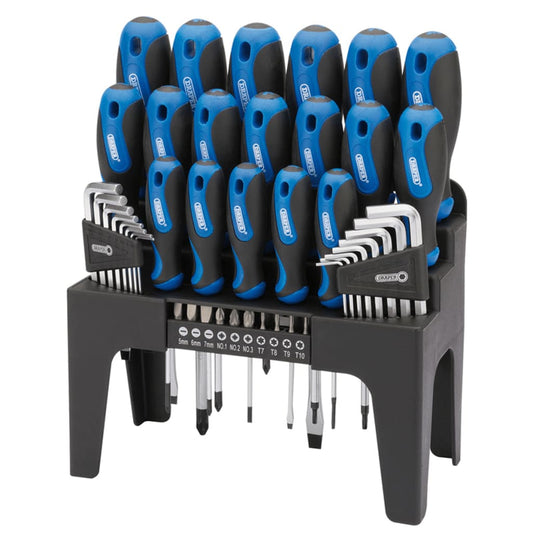 Draper Tools 44 Piece Screwdriver. Hex Key. and Bit Set Blue 81294