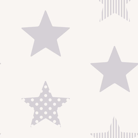 Noordwand Kids at Home Wallpaper Superstar Silver and White