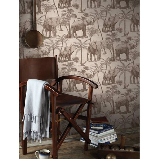 DUTCH WALLCOVERINGS Wallpaper Elephant Grove Charcoal
