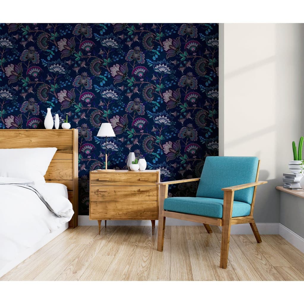 DUTCH WALLCOVERINGS Wallpaper Krisha Navy and Pink