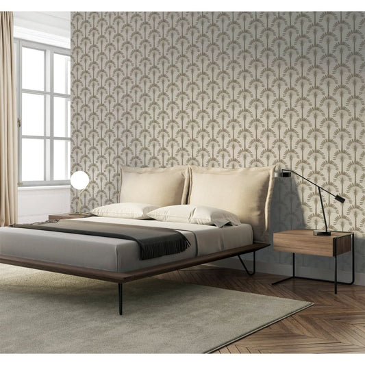 DUTCH WALLCOVERINGS Wallpaper Palm Palace Cream and Gold