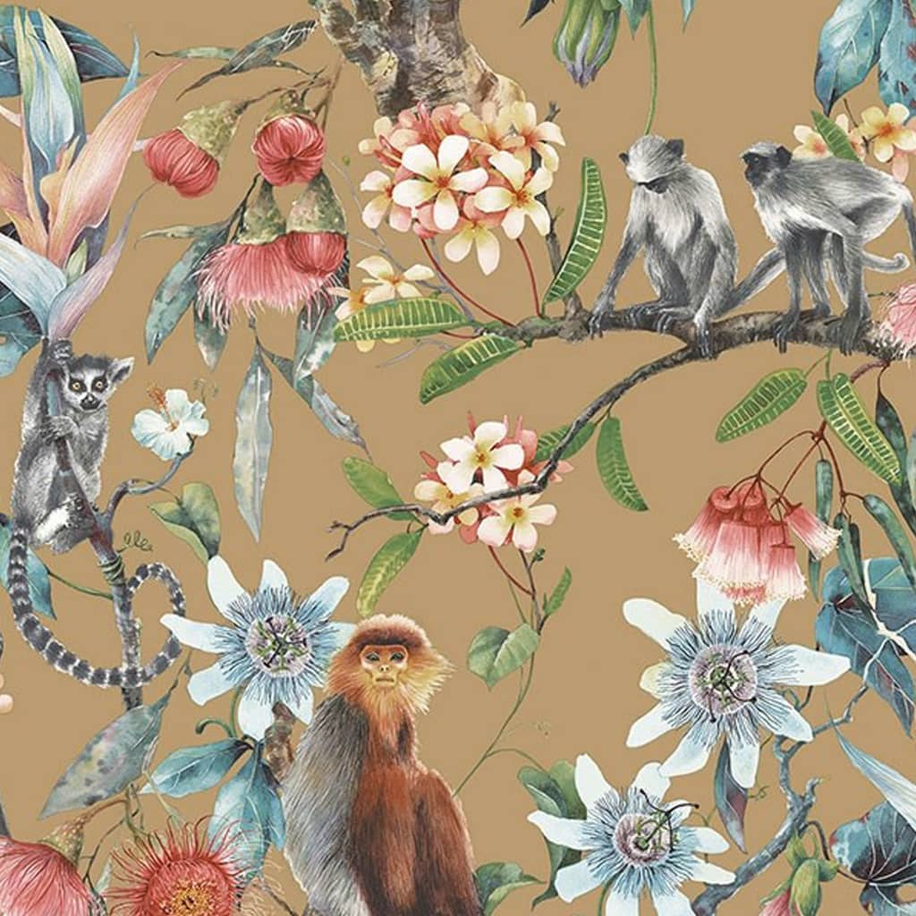 Noordwand Wallpaper Exotic Monkeys Gold