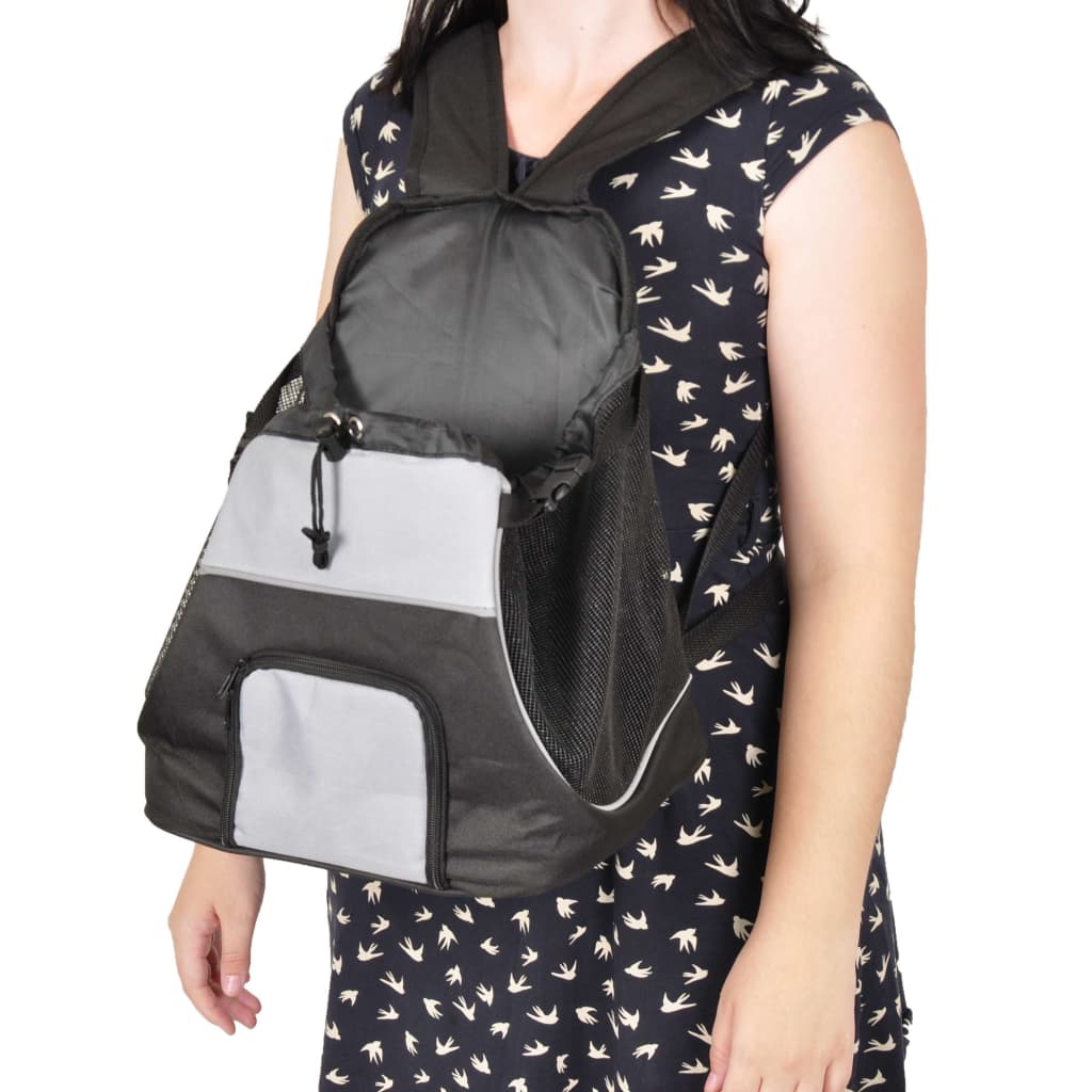 FLAMINGO Front Pet Carrier Sybil Black and Grey 518123