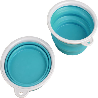 FLAMINGO 2-in-1 Pet Traveling Cup for Water/Food Trinka Blue and Grey
