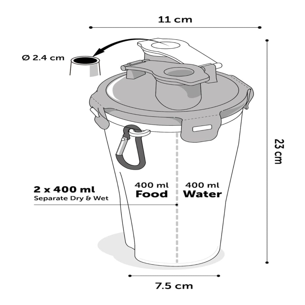 FLAMINGO 2-in-1 Pet Traveling Cup for Water/Food Trinka Blue and Grey