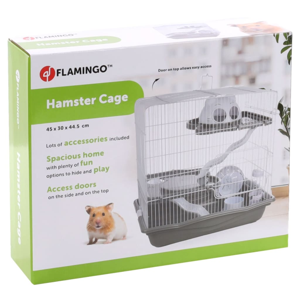 FLAMINGO Hamster Cage Binky 45x30x44.5 cm Grey