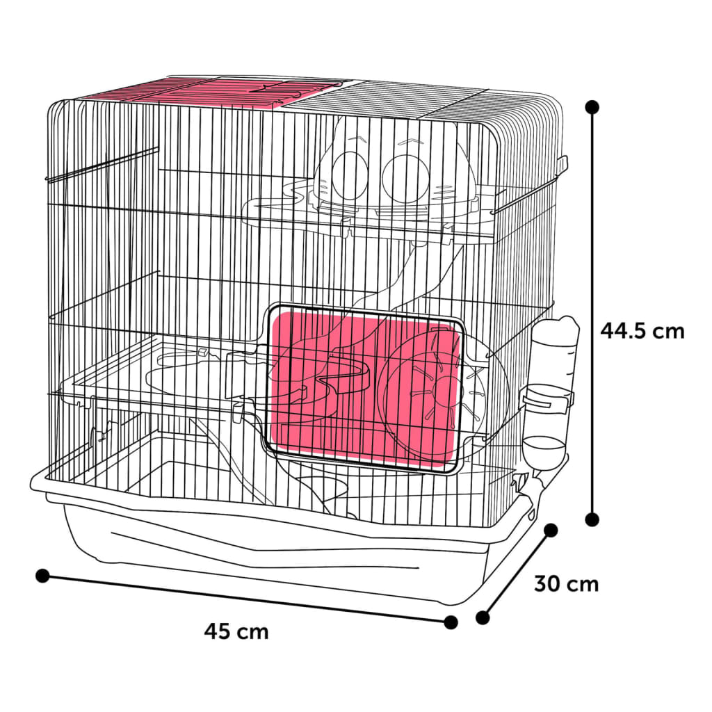 FLAMINGO Hamster Cage Binky 45x30x44.5 cm Grey