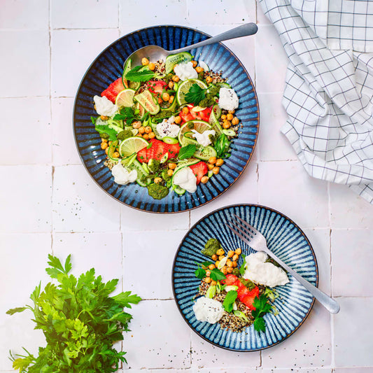 Cosy & Trendy Plat Plate with Stripes Pattern Atlantis 4 pcs �_�”�_27.5 cm Blue