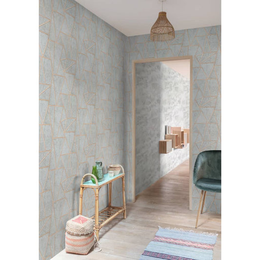 DUTCH WALLCOVERINGS Wallpaper Triangles Grey and Silver