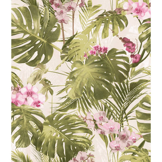 DUTCH WALLCOVERINGS Wallpaper Paradiso Green and Pink