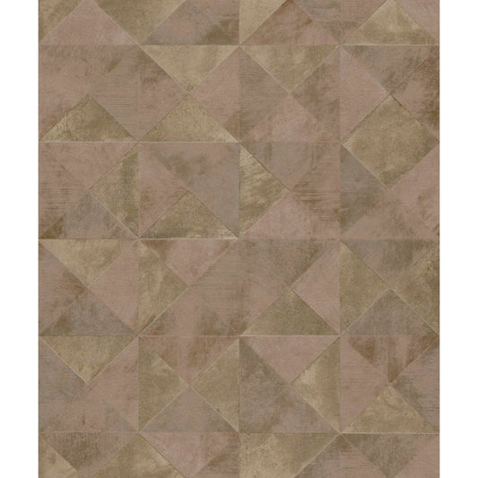 Noordwand Topchic Wallpaper Graphic Shapes Facet Metallic Brown