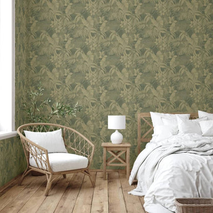 DUTCH WALLCOVERINGS Wallpaper Joelle Green and Gold