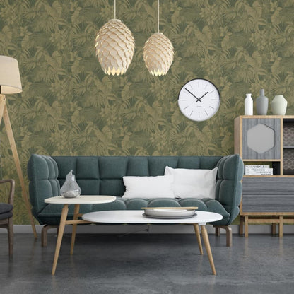 DUTCH WALLCOVERINGS Wallpaper Joelle Green and Gold