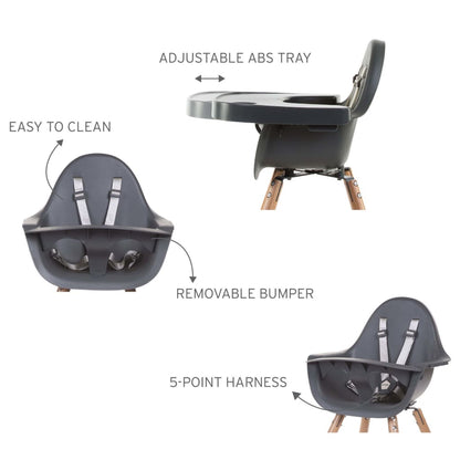 CHILDHOME 2-in-1 Baby High Chair Evolu 2 Anthracite CHEVOCHNA