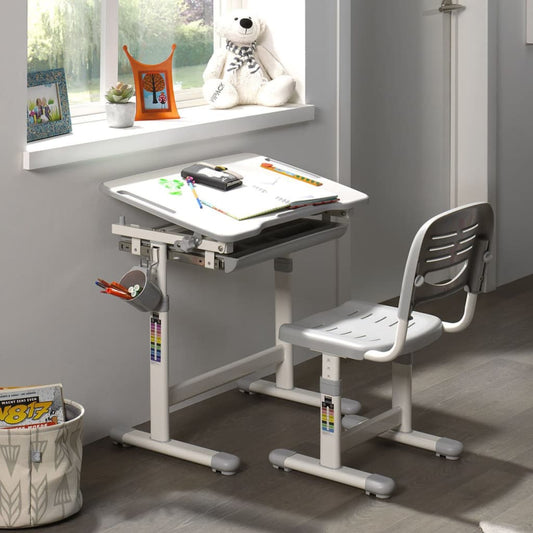 Vipack Adjustable Kids Desk Comfortline 201 with Chair Grey and White