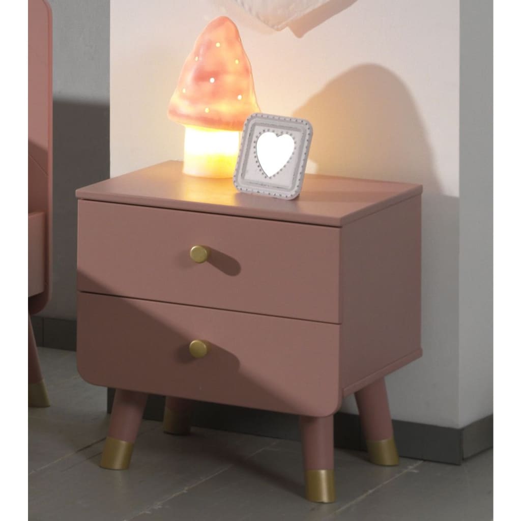 Vipack Nightstand Billy 2-drawer Wood Terra Pink