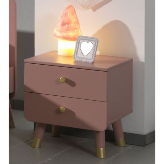 Vipack Nightstand Billy 2-drawer Wood Terra Pink