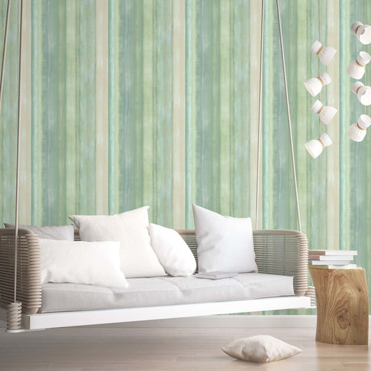 Noordwand Evergreen Wallpaper Gradient Stripes Green