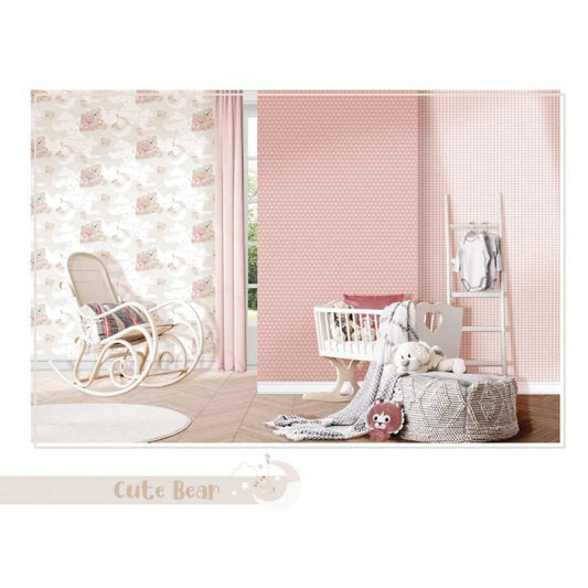 Noordwand Wallpaper Mondo baby Hug Bears Pink and Beige