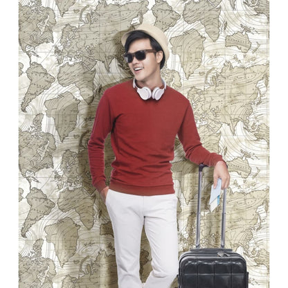 Noordwand Wallpaper Friends & Coffee The World Map Metallic and Beige