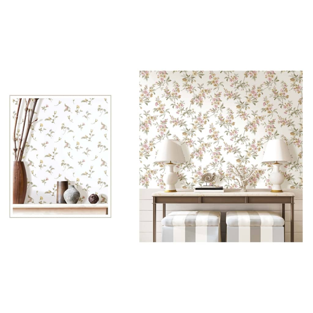 Noordwand Wallpaper Blooming Garden 6 Flowers Pink and Beige