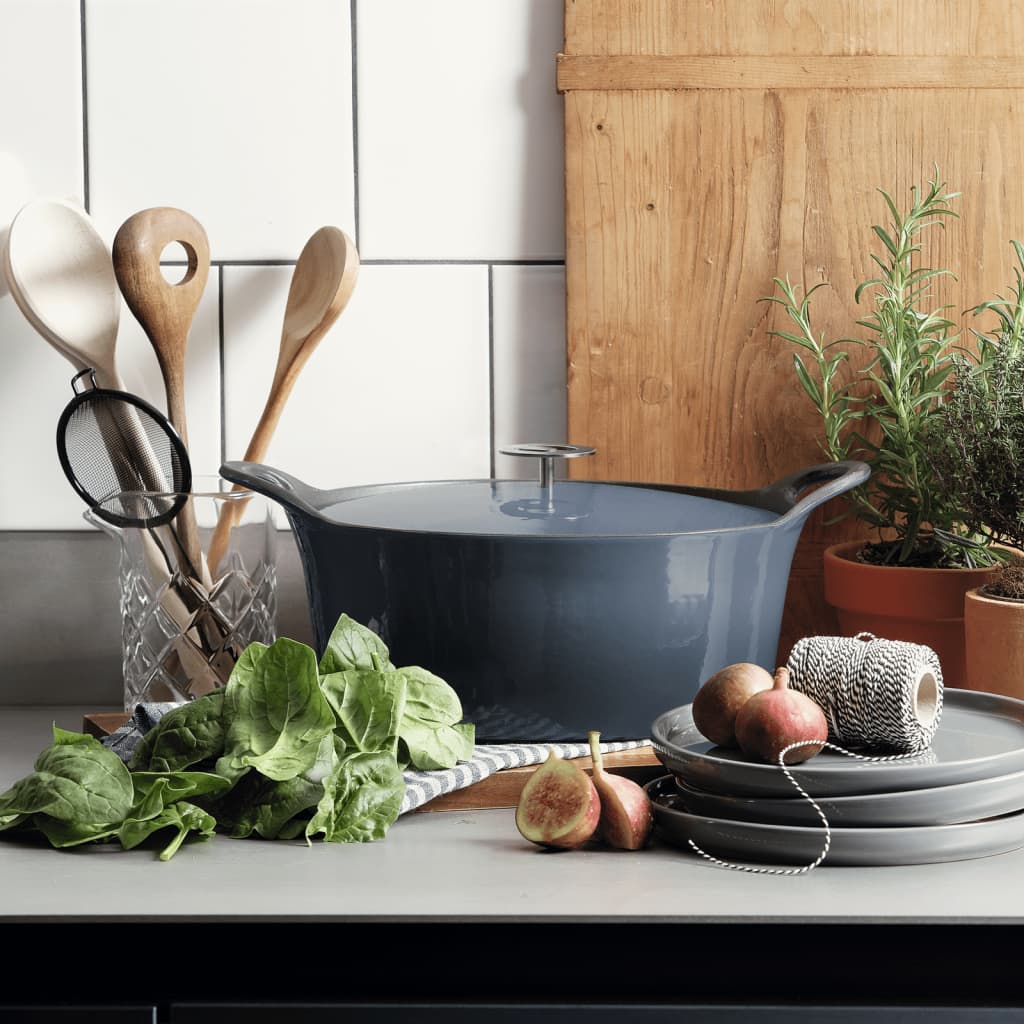 CUISINOX Cast Iron Casserole Enamelled 1.6 L 20 cm Denim Blue